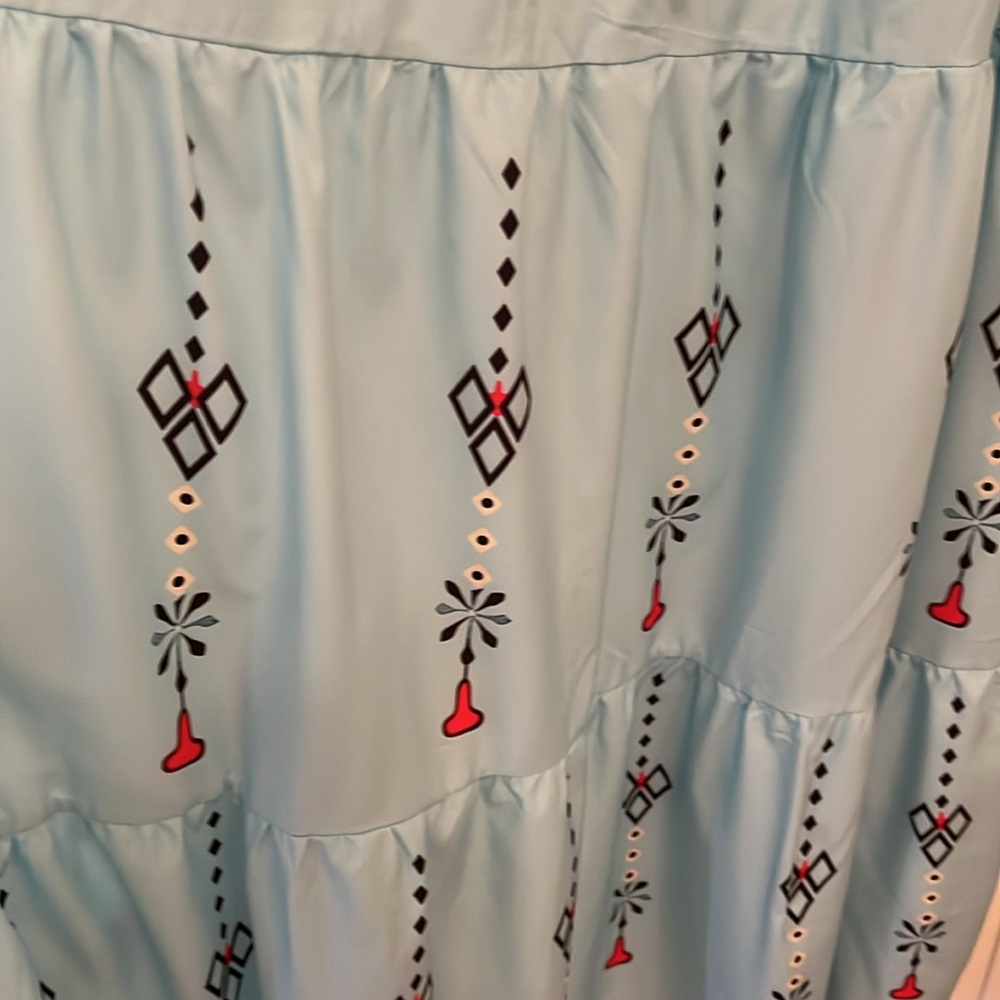 NWT Maxi dress, light blue/aqua, long sleeves, v-neck w/tassels, 3X, runs small - Picture 14 of 14